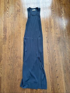 Sleek grey  Ribbed Tank Maxi Dress with Side Slit